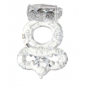 Прозрачное эрекционное кольцо с вибратором  и подхватом - Toyfa Basic - в Копейске купить с доставкой