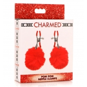 Красные зажимы на соски с помпонами Pom Pom - XR Brands - купить с доставкой в Копейске