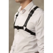 Черная мужская кожаная портупея №4 - БДСМ Арсенал - купить с доставкой в Копейске