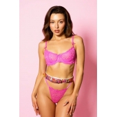 Эффектный розовый пояс из голографической эко-кожи - БДСМ Арсенал - купить с доставкой в Копейске