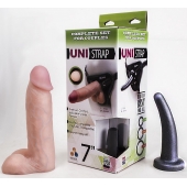 Страпон-унисекс с двумя насадками UNI strap 7  Harness - 19 и 16 см. - LOVETOY (А-Полимер) - купить с доставкой в Копейске