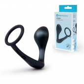 Черное эрекционное кольцо со стимулятором простаты Ringer Cock Ring   Plug - b-Vibe - в Копейске купить с доставкой