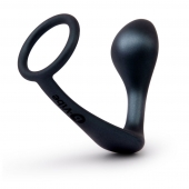 Черное эрекционное кольцо со стимулятором простаты Ringer Cock Ring   Plug - b-Vibe - в Копейске купить с доставкой