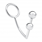 Кольцо на пенис с анальным стимулятором Two Bead Stainless Steel Anal Hook   Cock Ring - BlueLine - в Копейске купить с доставкой