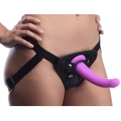 Лиловый поясной страпон Navigator Silicone G-Spot Dildo with Harness - 17,8 см. - XR Brands - купить с доставкой в Копейске