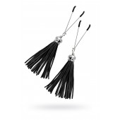 Зажимы на соски «Вилки» с черными кисточками из замши - Pecado - купить с доставкой в Копейске