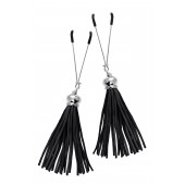 Зажимы на соски «Вилки» с черными кисточками из замши - Pecado - купить с доставкой в Копейске