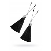 Зажимы на соски «Вилки» с черными кисточками из шелка - Pecado - купить с доставкой в Копейске