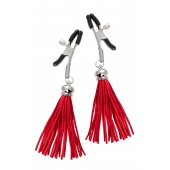 Зажимы на соски «Прищепки» с красными кисточками из замши - Pecado - купить с доставкой в Копейске