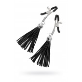 Зажимы на соски «Прищепки» с черными кисточками из замши - Pecado - купить с доставкой в Копейске