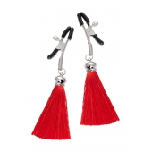 Зажимы на соски «Прищепки» с красными кисточками из шелка - Pecado - купить с доставкой в Копейске