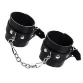 Черные однослойные наручники из натуральной кожи с цепочкой - Pecado - купить с доставкой в Копейске