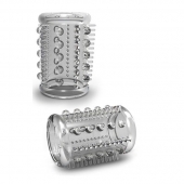 Прозрачная насадка с шипами и шишечками STAY HARD COCK SLEEVE 03 CLEAR - Blush Novelties - в Копейске купить с доставкой