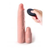 Телесная вибронасадка на член 3  Vibrating Mega X-tension with Remote - 22,9 см. - Pipedream - в Копейске купить с доставкой