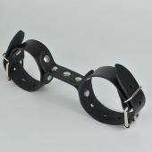 Черные кожаные наручники-фиксатор - Sitabella - купить с доставкой в Копейске