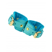 Голубые двуслойные кожаные наручники-браслеты - Pecado - купить с доставкой в Копейске