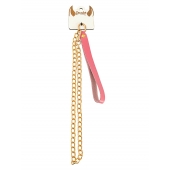 Розовый кожаный поводок с карабином для ошейника - 80 см. - Pecado - купить с доставкой в Копейске