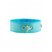 Голубой двуслойный кожаный ошейник с подкладкой из фетра - Pecado - купить с доставкой в Копейске