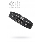 Черный чокер-ошейник со связанными кольцами на подложке - Pecado - купить с доставкой в Копейске