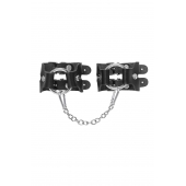 Черные кожаные наручники-браслеты из двух ремешков - Pecado - купить с доставкой в Копейске