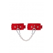 Красные кожаные узкие оковы со скруглёнными углами - Pecado - купить с доставкой в Копейске