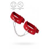 Красные кожаные узкие оковы со скруглёнными углами - Pecado - купить с доставкой в Копейске