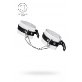 Бело-черные мягкие оковы с одним ремешком и люверсами - Pecado - купить с доставкой в Копейске