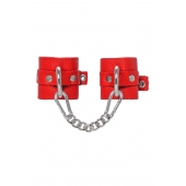 Красные мягкие кожаные наручники с люверсами - Pecado - купить с доставкой в Копейске