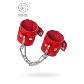 Красные мягкие кожаные наручники с люверсами - Pecado - купить с доставкой в Копейске