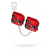 Красно-черные мягкие оковы с двумя ремешками с люверсами - Pecado - купить с доставкой в Копейске