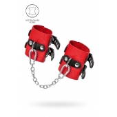 Красно-черные мягкие наручники с двумя ремешками с люверсами - Pecado - купить с доставкой в Копейске