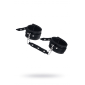 Черные двухслойные кожаные оковы с белой строчкой - Pecado - купить с доставкой в Копейске