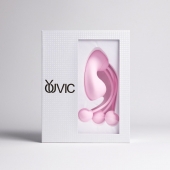 Розовый вакуумный стимулятор клитора с вагинальными виброшариками - Youvic