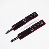 Черно-красные оковы с красной строчкой Sex - Crazy Handmade - купить с доставкой в Копейске