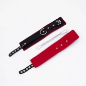 Черно-красные оковы с красной строчкой Sex - Crazy Handmade - купить с доставкой в Копейске