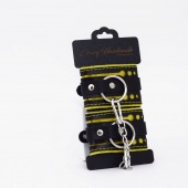 Черно-желтые кожаные наручники с жёлтой строчкой - Crazy Handmade - купить с доставкой в Копейске