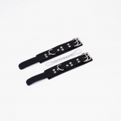 Черные кожаные наручники с регулируемыми ремешками - Crazy Handmade - купить с доставкой в Копейске