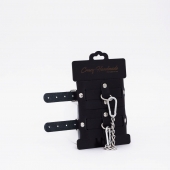 Черные кожаные оковы с хромированной фурнитурой - Crazy Handmade - купить с доставкой в Копейске