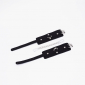 Черные кожаные оковы с хромированной фурнитурой - Crazy Handmade - купить с доставкой в Копейске