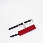 Бело-красные кожаные наручники - Crazy Handmade - купить с доставкой в Копейске