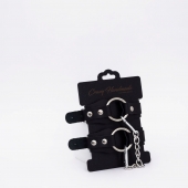 Черные кожаные оковы с кольцом - Crazy Handmade - купить с доставкой в Копейске