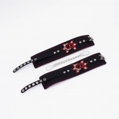 Черные кожаные оковы с красным декором и строчкой - Crazy Handmade - купить с доставкой в Копейске