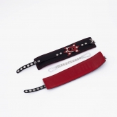 Черные кожаные оковы с красным декором и строчкой - Crazy Handmade - купить с доставкой в Копейске