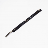 Черный кожаный ошейник с золотистой фурнитурой - Crazy Handmade - купить с доставкой в Копейске