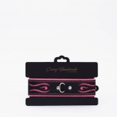 Черно-розовый кожаный ошейник с розовой строчкой - Crazy Handmade - купить с доставкой в Копейске