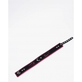 Черно-розовый кожаный ошейник с розовой строчкой - Crazy Handmade - купить с доставкой в Копейске