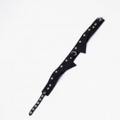 Черный однослойный кожаный ошейник с имитацией воротничка - Crazy Handmade - купить с доставкой в Копейске