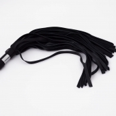 Черный кожаный флоггер со стальной ручкой - 45 см. - Crazy Handmade - купить с доставкой в Копейске