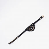 Черный фигурный кожаный ошейник с золотистой фурнитурой - Crazy Handmade - купить с доставкой в Копейске