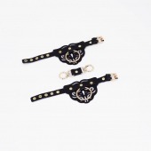Черные наручники с золотистой фурнитурой - Crazy Handmade - купить с доставкой в Копейске